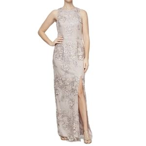 Alex & Eve Embroidered Sequin Column Gown in Blush